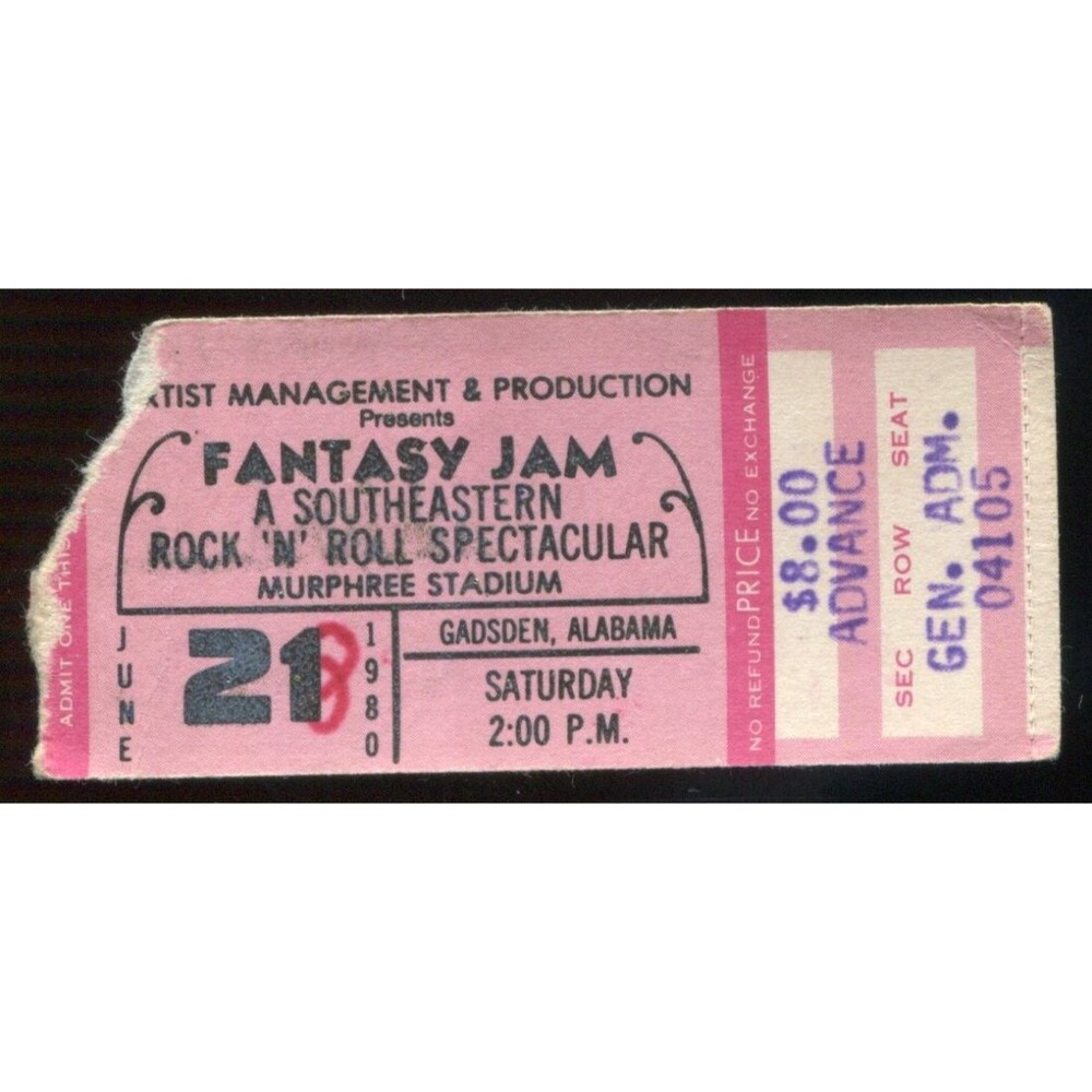 Vintage 1980 Blackfoot Mothers Finest Nantucket Concert Ticket Stub Gadsden AL